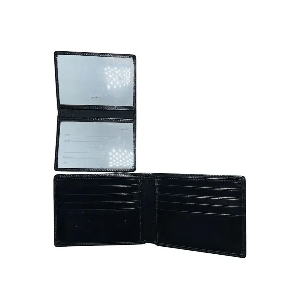 Coach Men's Black Slim Fold Wallet with Logo Accents in One Size